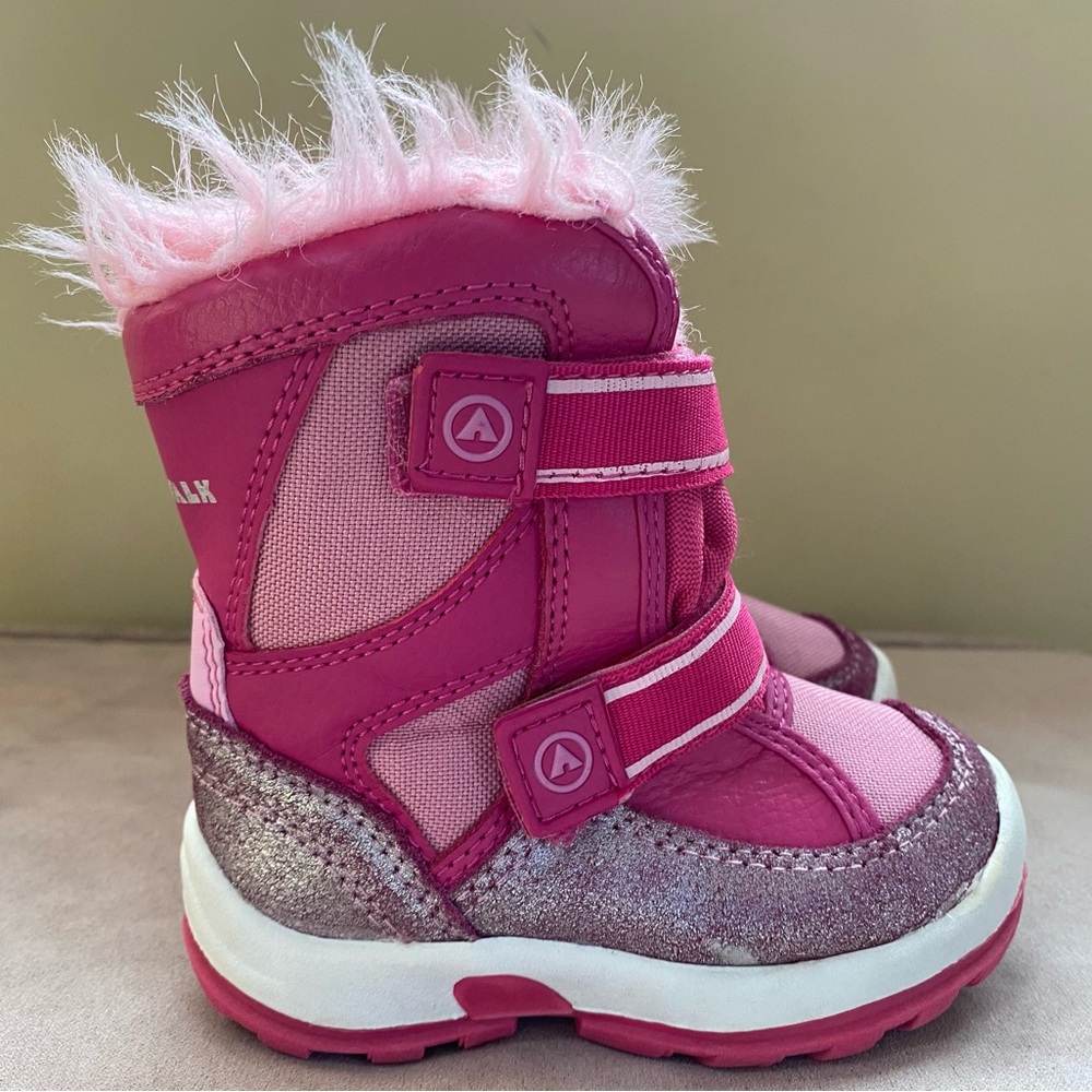 Pink and Silver Airwalk Kids Winter Boots Toddler Girl Size 6